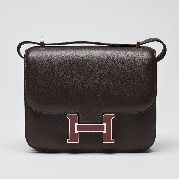 Hermes Burgundy Sellier Swift Leather Mini Constance 18