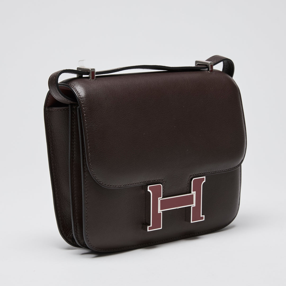 Hermes Burgundy Sellier Swift Leather Mini Constance 18