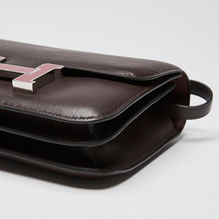 Hermes Burgundy Sellier Swift Leather Mini Constance 18