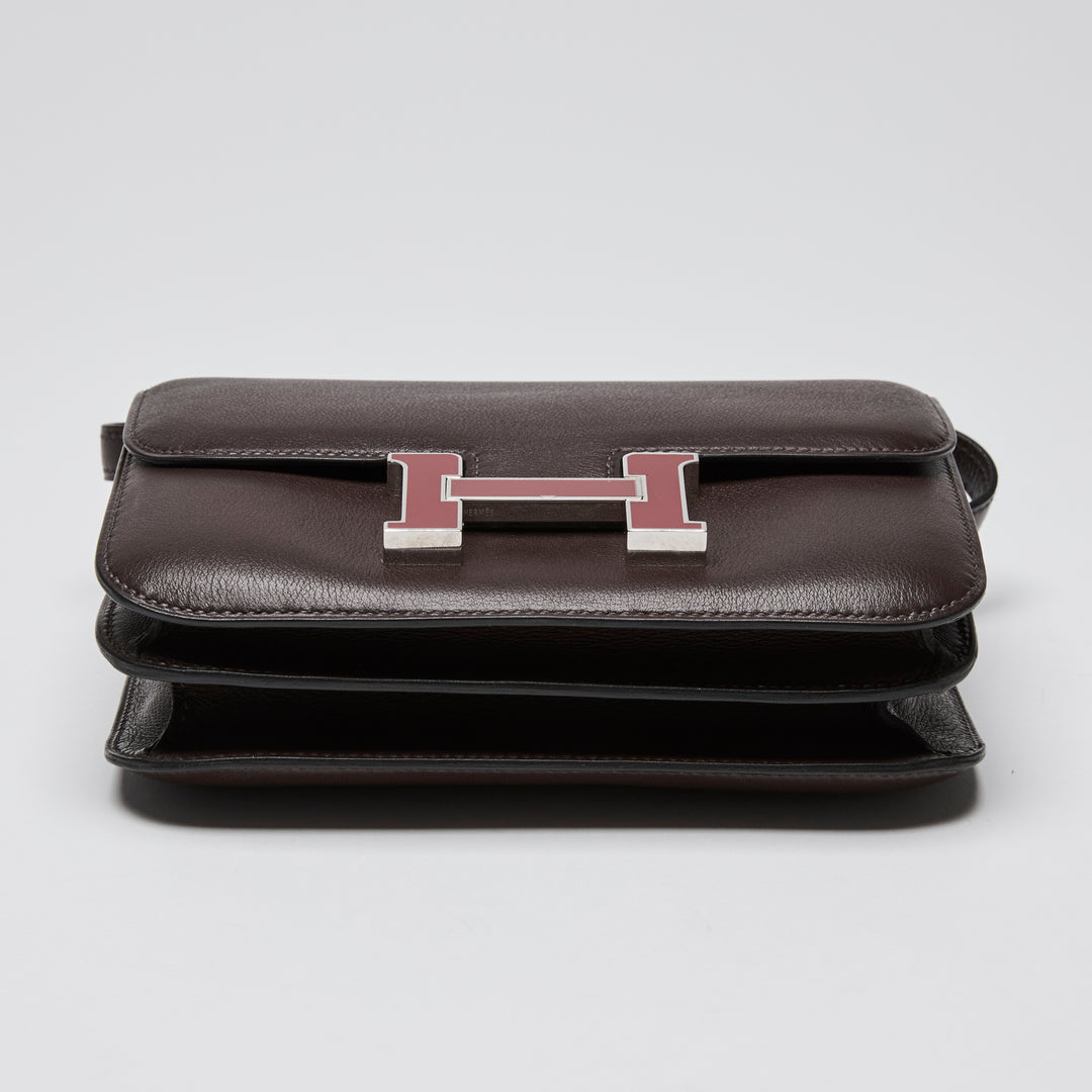 Hermes Burgundy Sellier Swift Leather Mini Constance 18