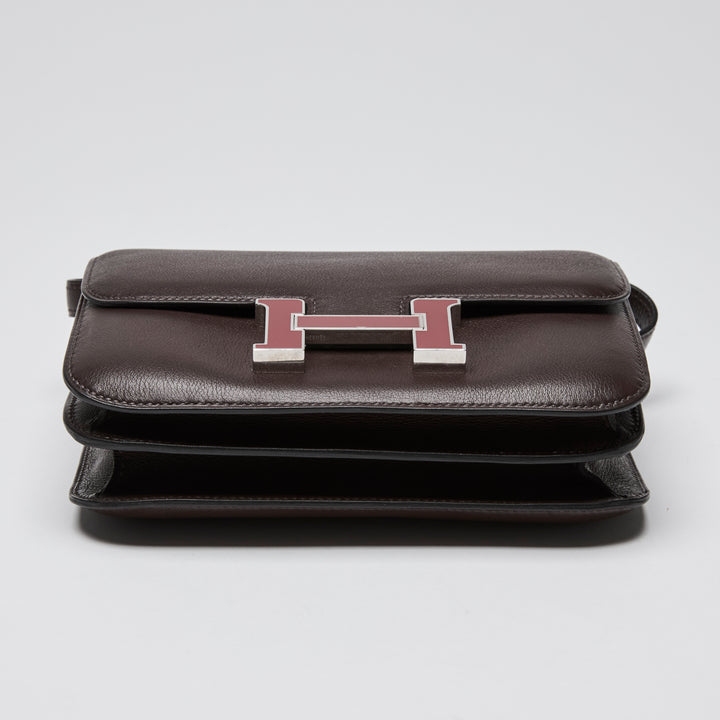 Hermes Burgundy Sellier Swift Leather Mini Constance 18
