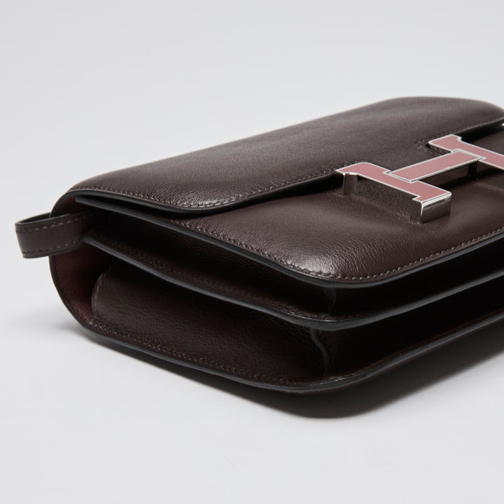 Hermes Burgundy Sellier Swift Leather Mini Constance 18