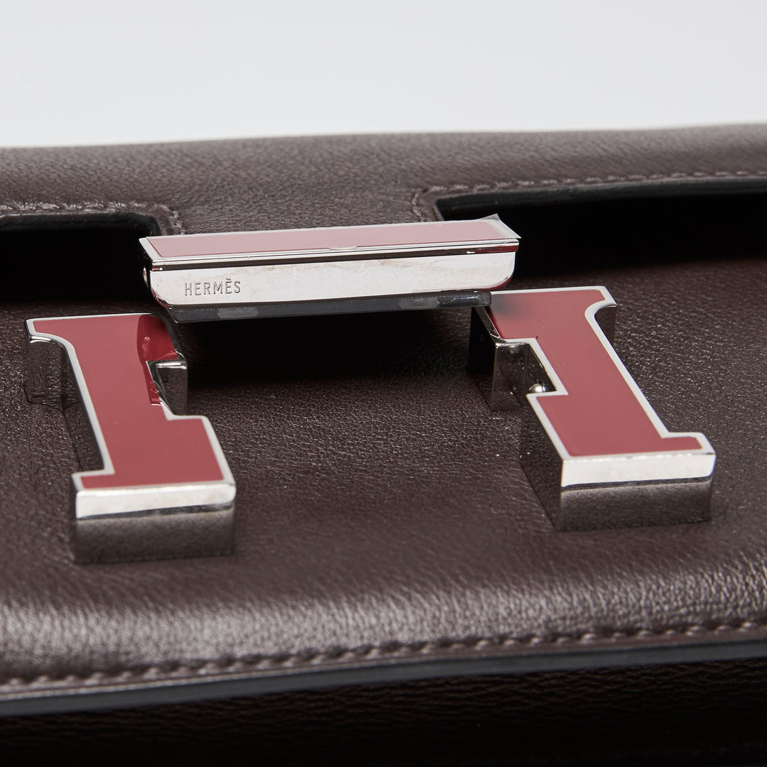 Hermes Burgundy Sellier Swift Leather Mini Constance 18