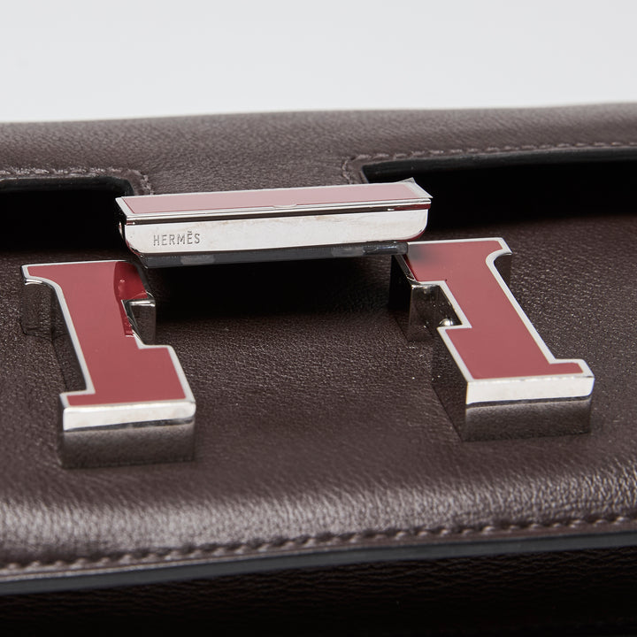 Hermes Burgundy Sellier Swift Leather Mini Constance 18