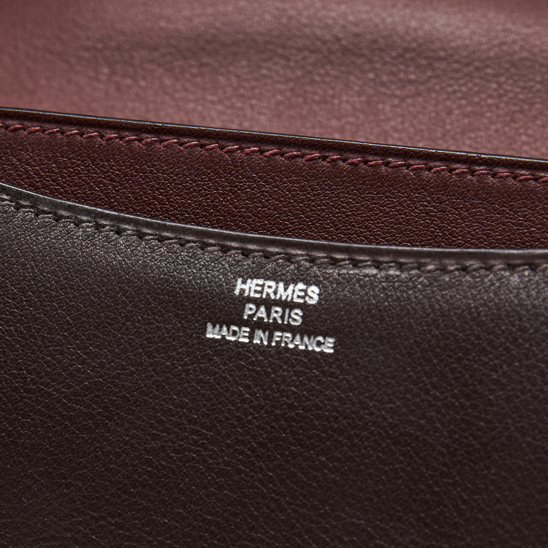 Hermes Burgundy Sellier Swift Leather Mini Constance 18