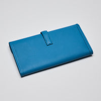 Hermes Blue Swift Leather Jige Elan Clutch 29