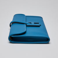 Hermes Blue Swift Leather Jige Elan Clutch 29