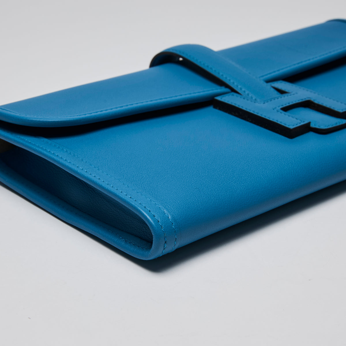 Hermes Blue Swift Leather Jige Elan Clutch 29