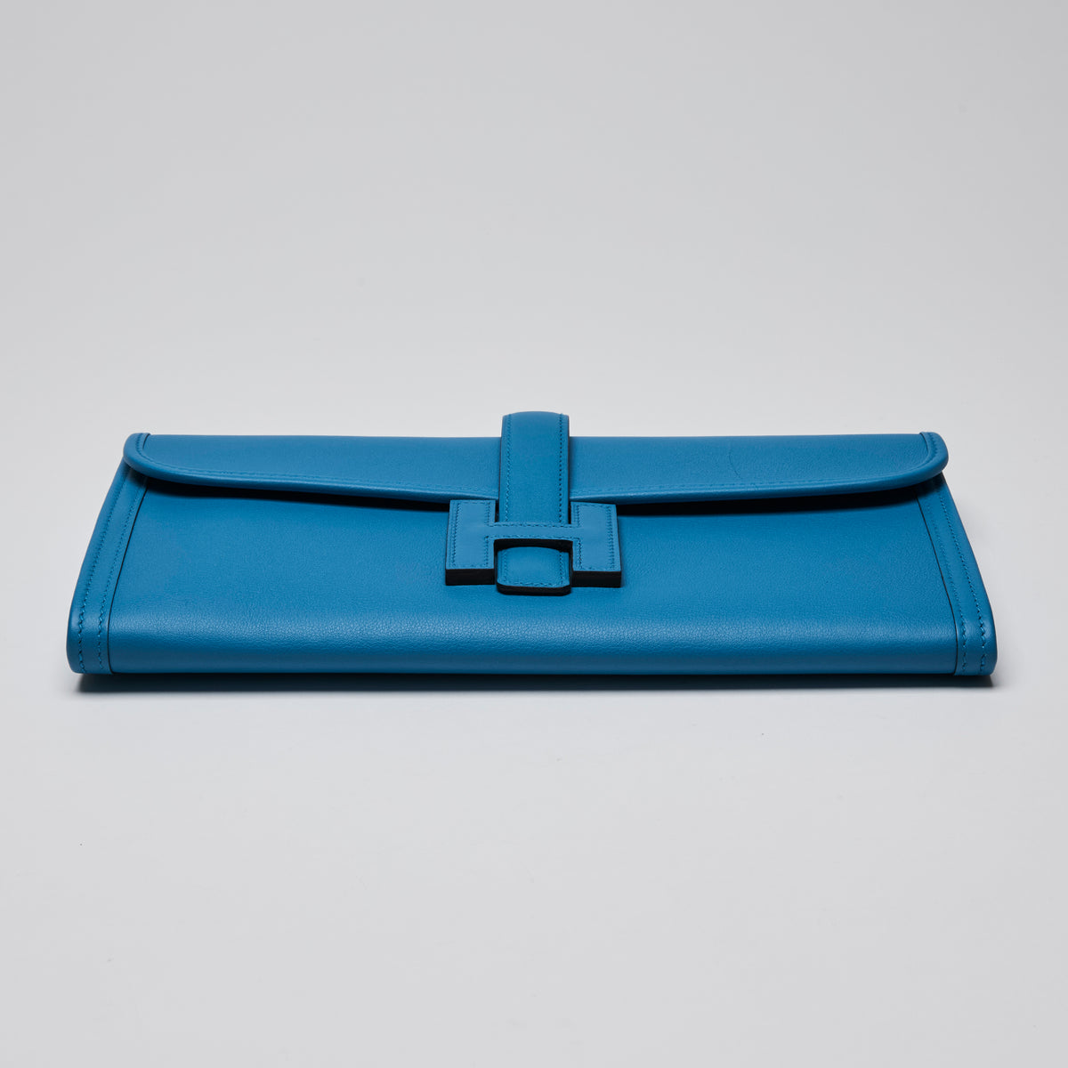 Hermes Blue Swift Leather Jige Elan Clutch 29