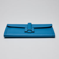 Hermes Blue Swift Leather Jige Elan Clutch 29