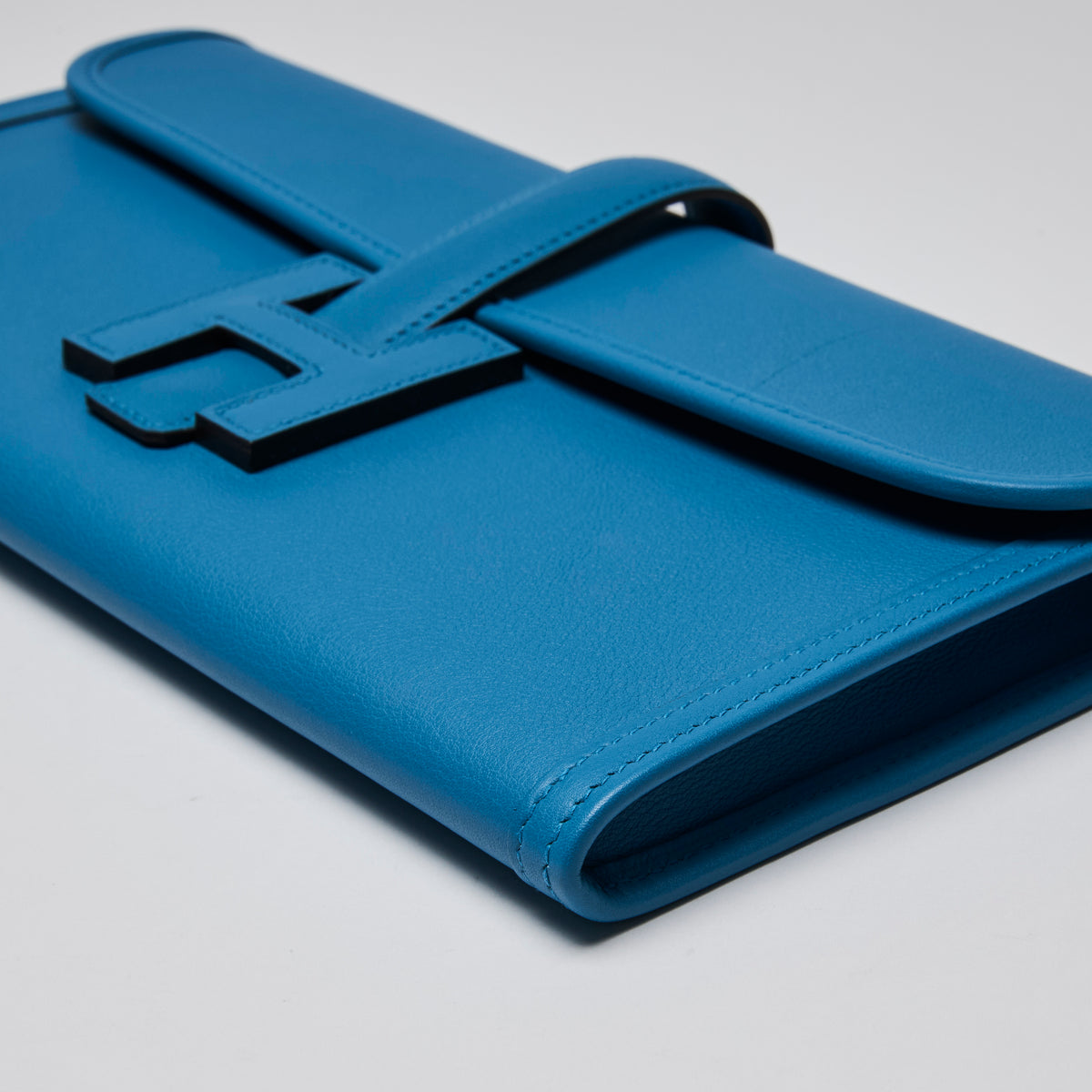 Hermes Blue Swift Leather Jige Elan Clutch 29
