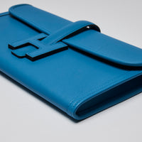 Hermes Blue Swift Leather Jige Elan Clutch 29