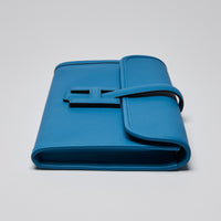 Hermes Blue Swift Leather Jige Elan Clutch 29