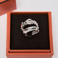Hermes Sterling Silver Boucle Sellier Inflexible Ring Large Model Size 54