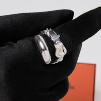 Hermes Sterling Silver Boucle Sellier Inflexible Ring Large Model Size 54