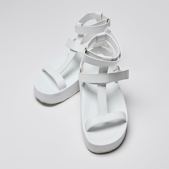 Hermes White Calfskin Leather Enid Sandals Size 37