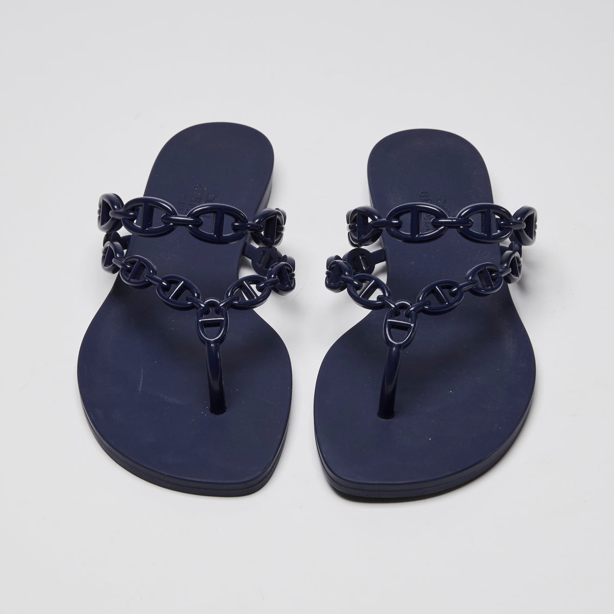 Hermes Navy Blue Island Sandals Size 37