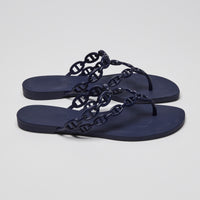 Hermes Navy Blue Island Sandals Size 37