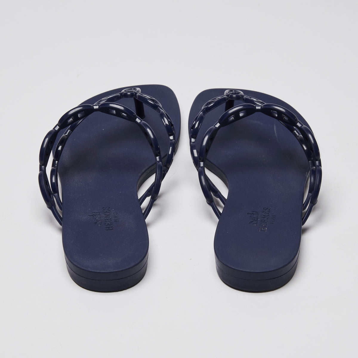 Hermes Navy Blue Island Sandals Size 37