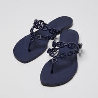 Hermes Navy Blue Island Sandals Size 37