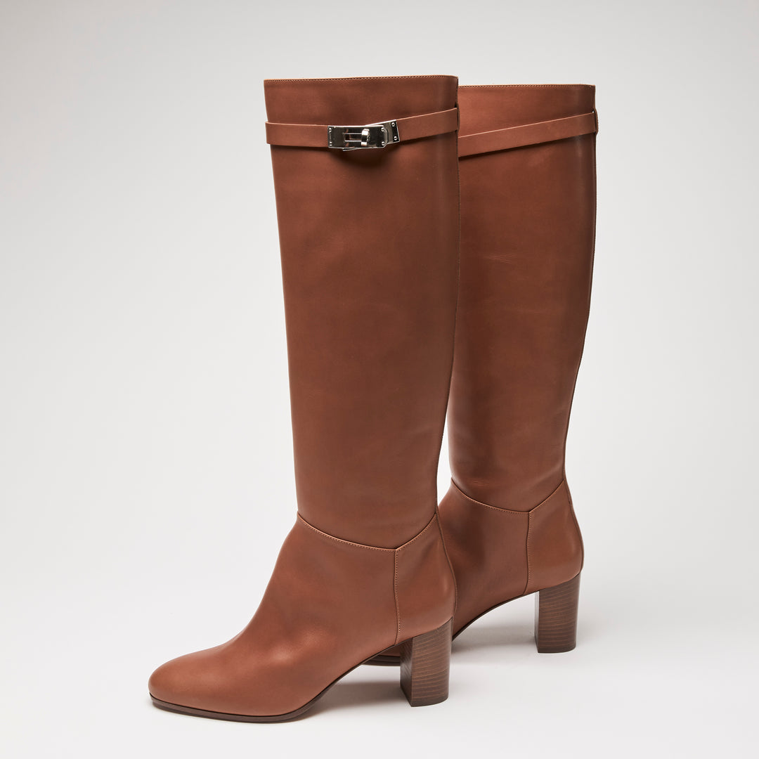 Hermes Tan Smooth Calfskin Leather Story 70 Riding Boots Size 39