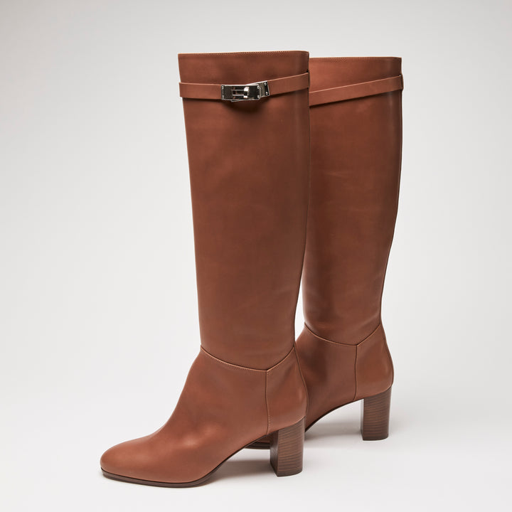 Hermes Tan Smooth Calfskin Leather Story 70 Riding Boots Size 39