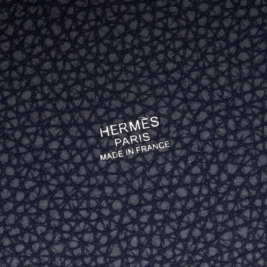 Hermes Blue Electrique & Blue Encre Clemence Leather Picotin 18