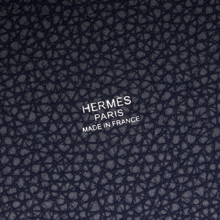 Hermes Blue Electrique & Blue Encre Clemence Leather Picotin 18