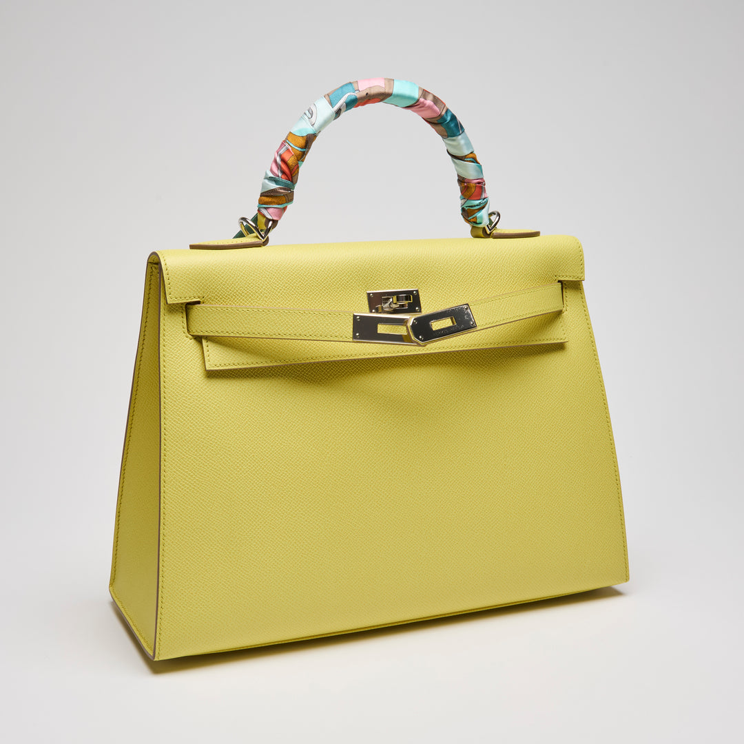 Hermes Lime Epsom Leather Kelly 32 Sellier