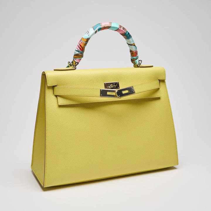 Hermes Lime Epsom Leather Kelly 32 Sellier
