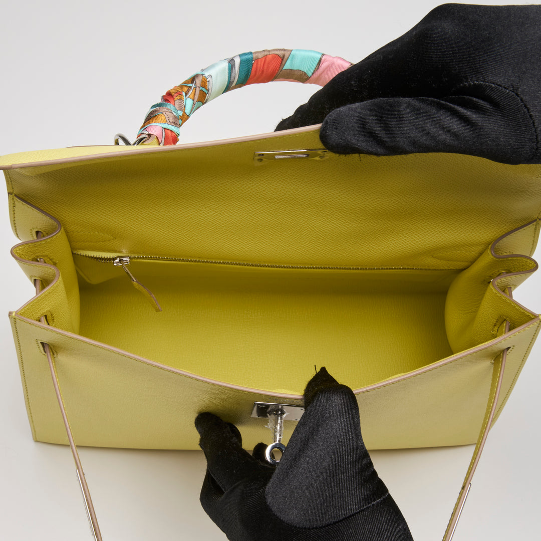 Hermes Lime Epsom Leather Kelly 32 Sellier