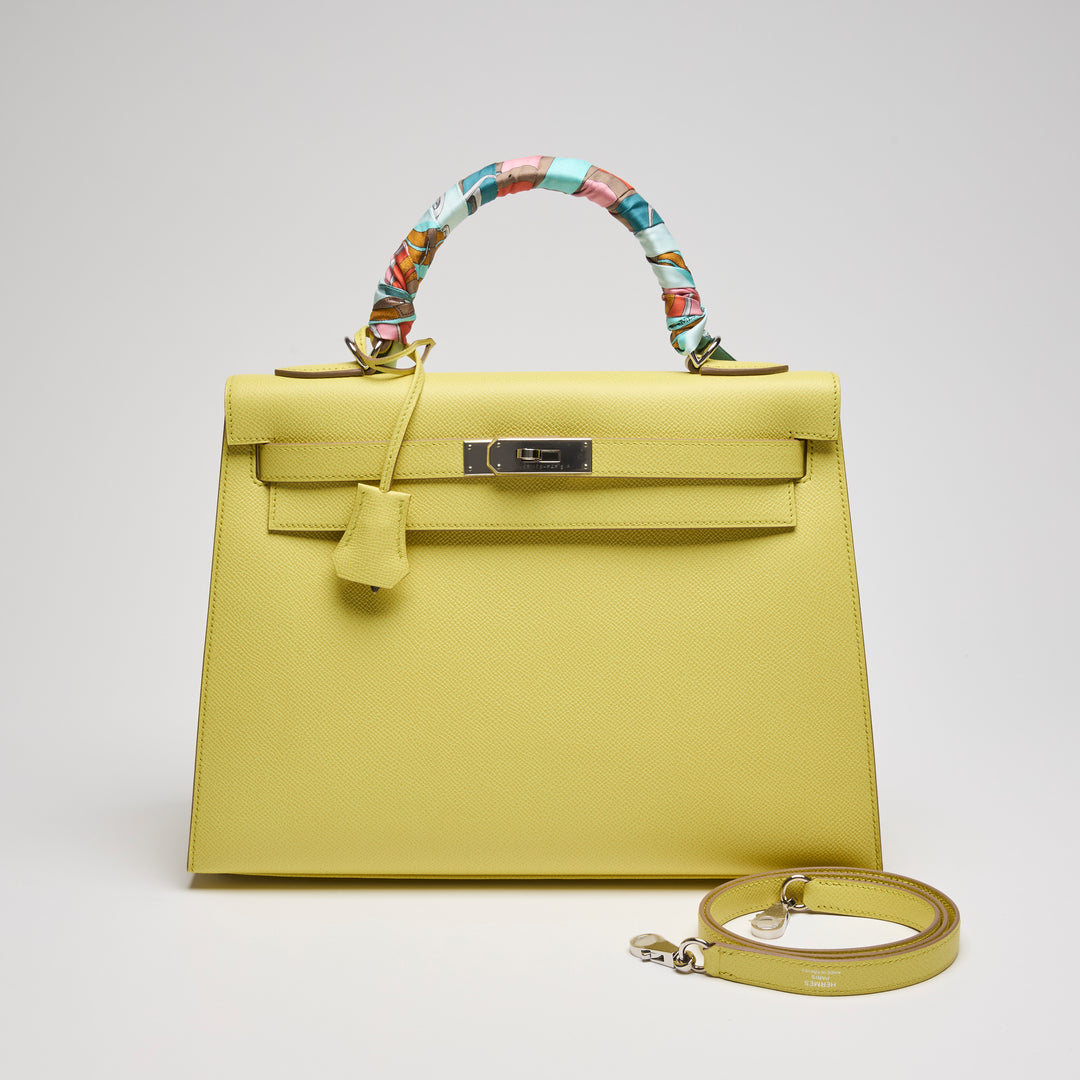 Hermes Lime Epsom Leather Kelly 32 Sellier