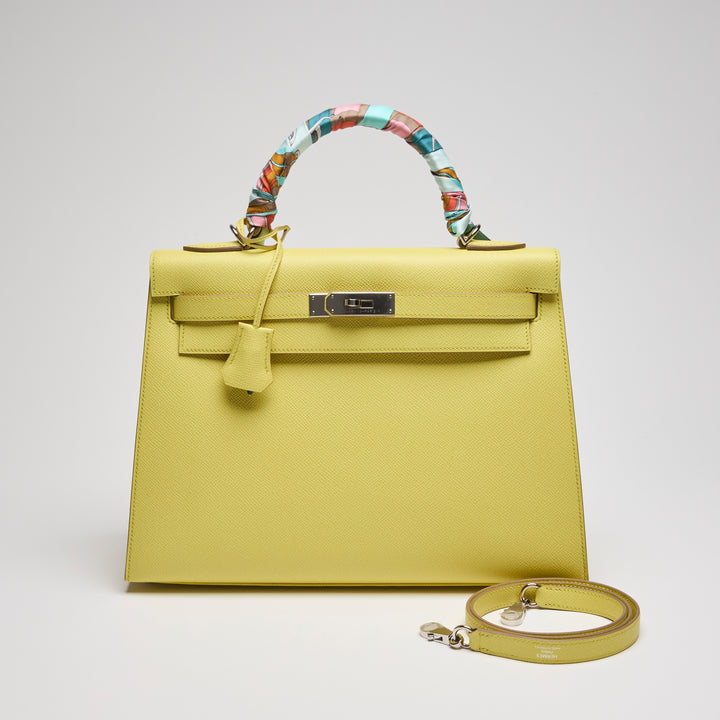 Hermes Lime Epsom Leather Kelly 32 Sellier