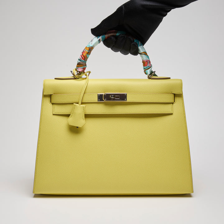 Hermes Lime Epsom Leather Kelly 32 Sellier