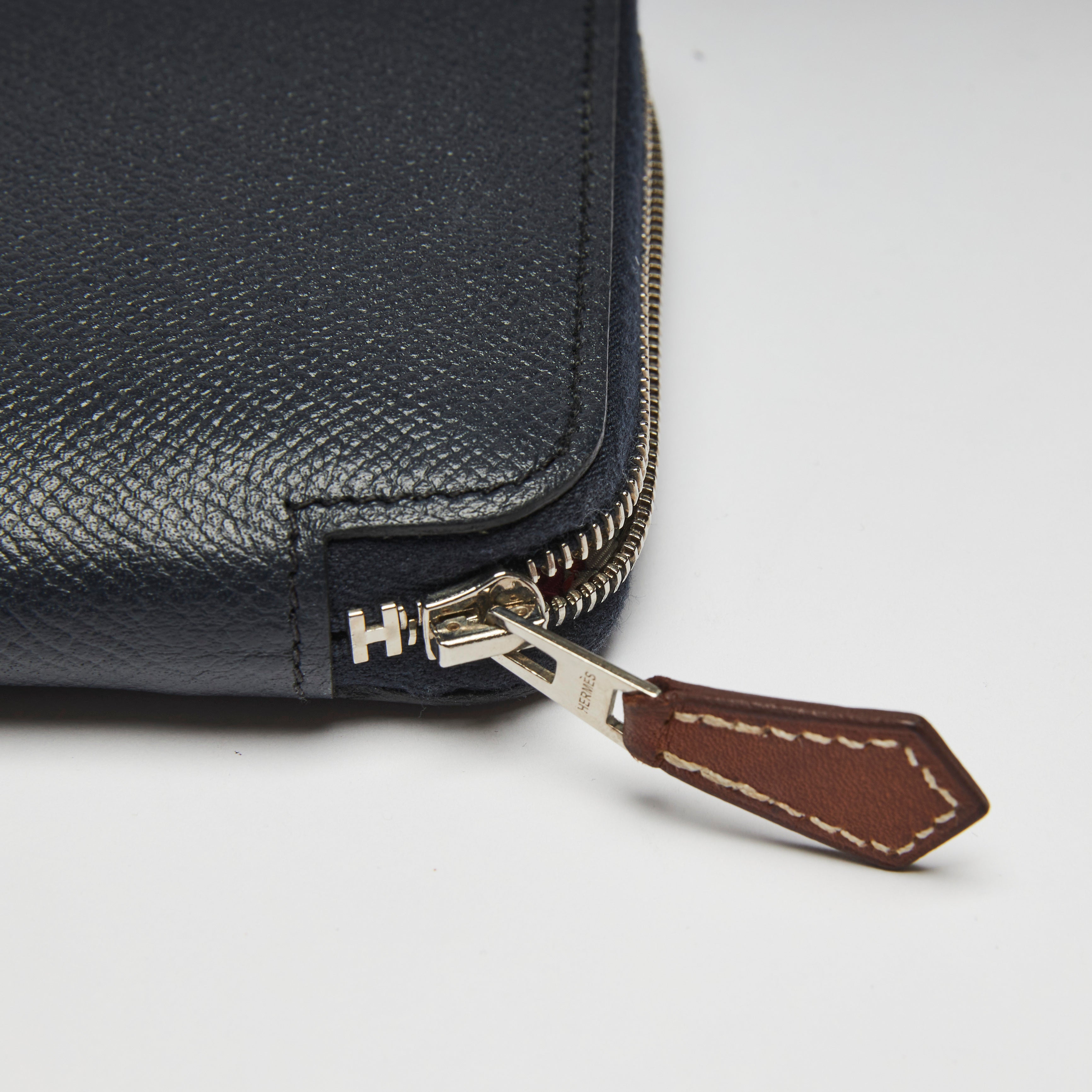 Hermès 2014 Navy Blue Azap Silk-in Long Wallet · INTO