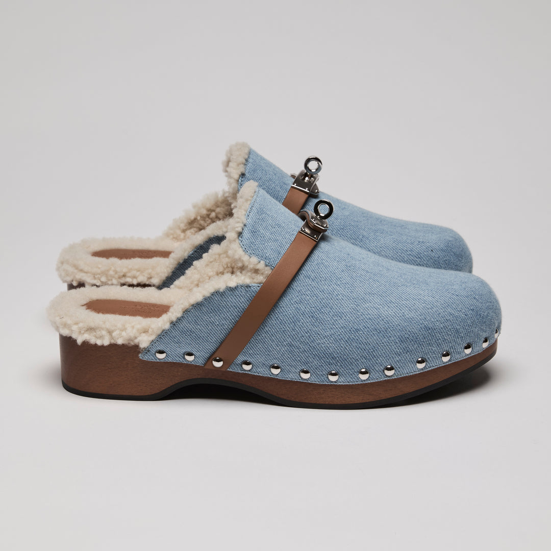 Hermes Carlotta Denim Mule Size 39