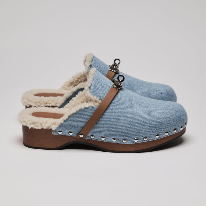 Hermes Carlotta Denim Mule Size 39