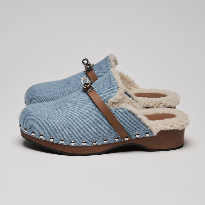 Hermes Carlotta Denim Mule Size 39