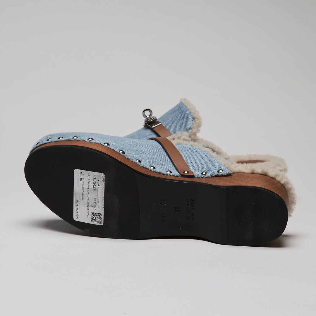 Hermes Carlotta Denim Mule Size 39