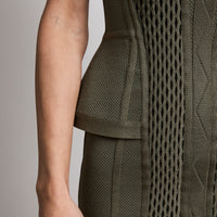 Herve Leger Open Back Olive Peplum Bandage Dress