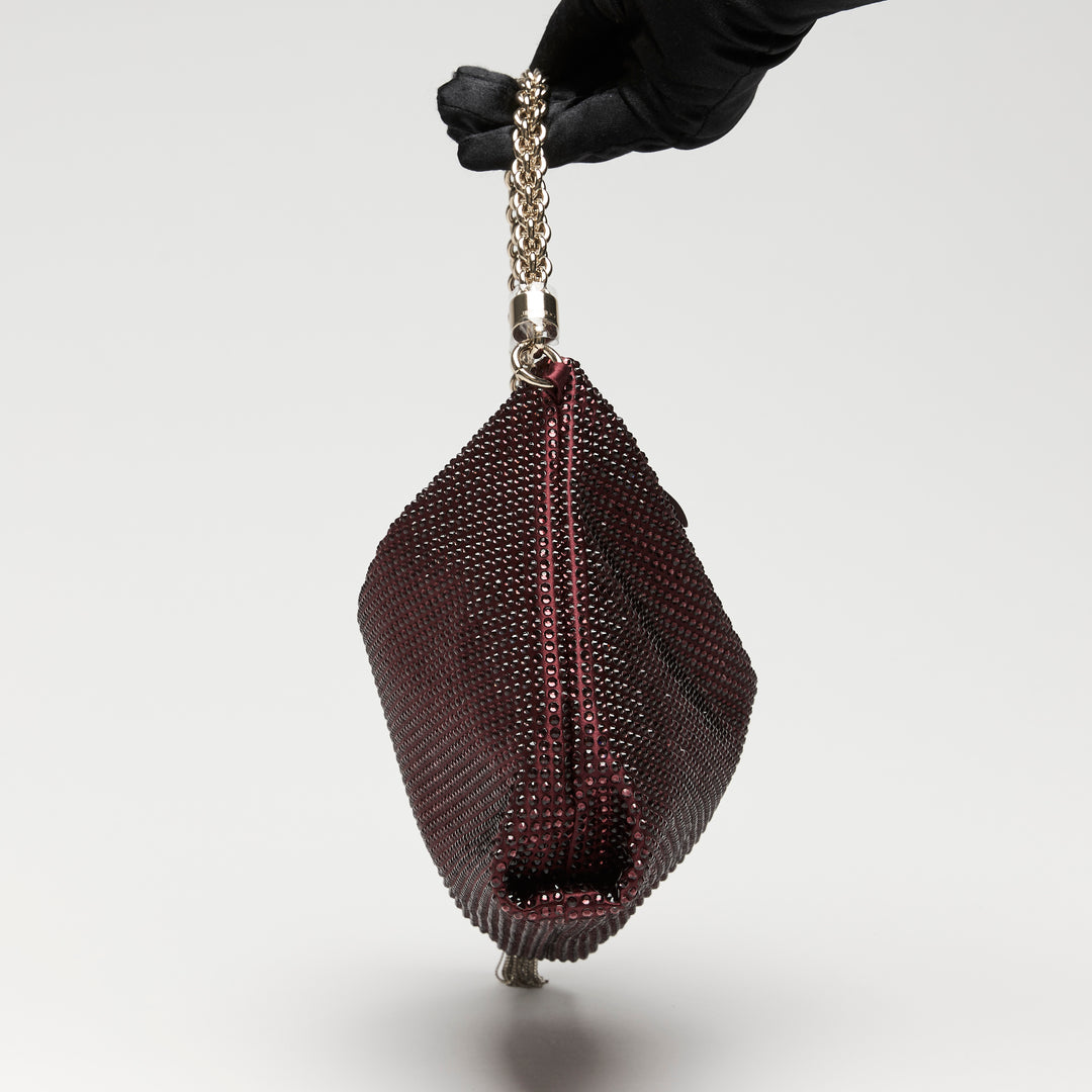 Jimmy Choo Deep Merlot Satin Callie Crystal Clutch Bag