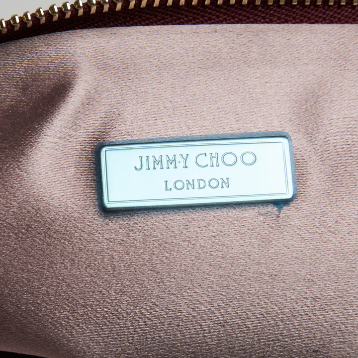 Jimmy Choo Deep Merlot Satin Callie Crystal Clutch Bag