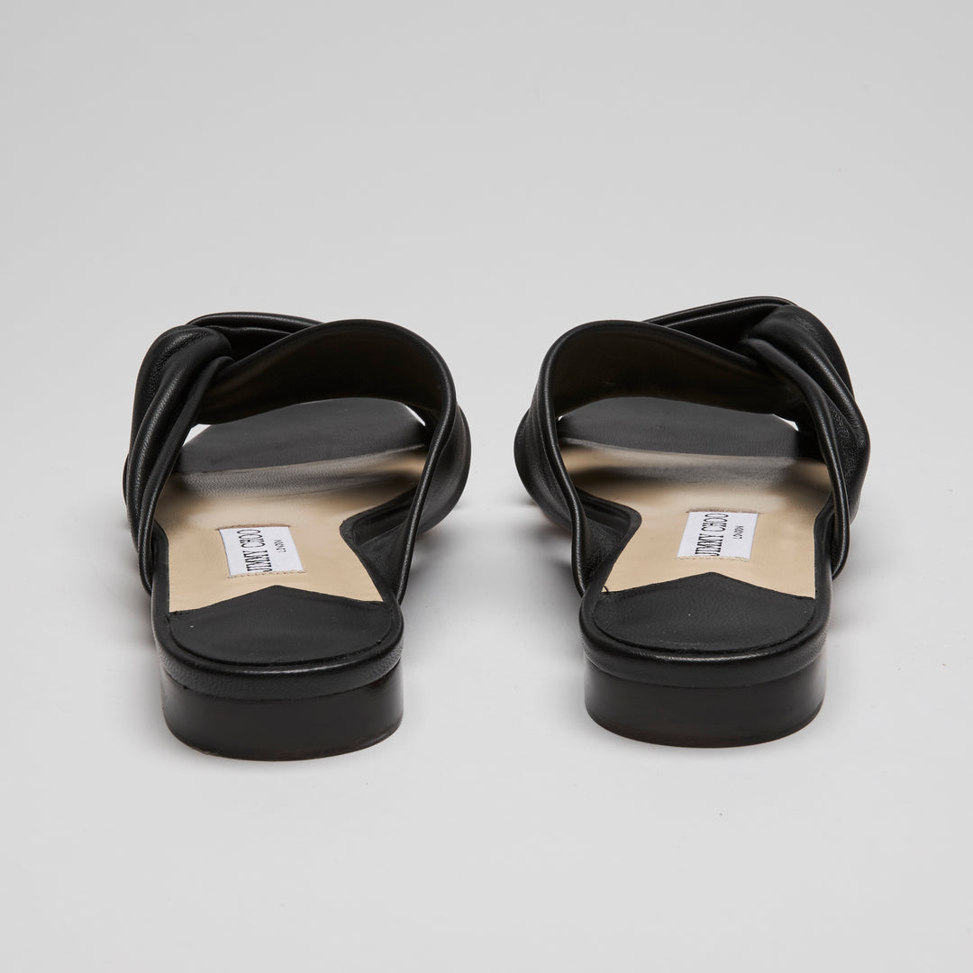 Jimmy Choo Black Nappa Leather Narisa Flat Sandals Size 38