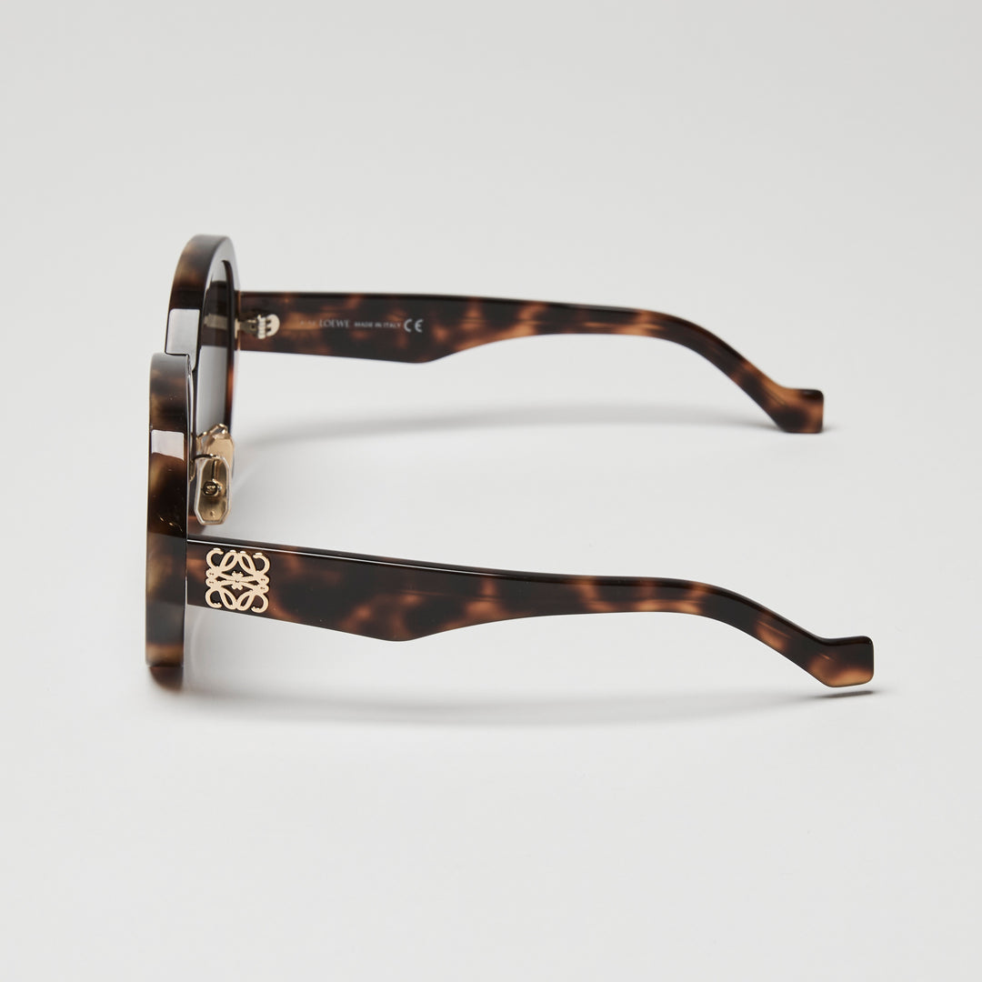 Loewe Tortoise Shell Anagram Round Sunglasses