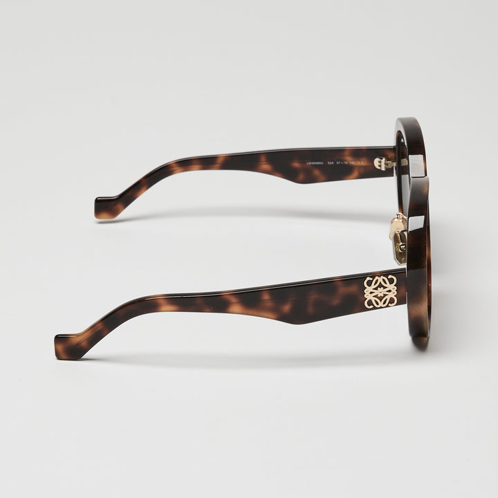 Loewe Tortoise Shell Anagram Round Sunglasses