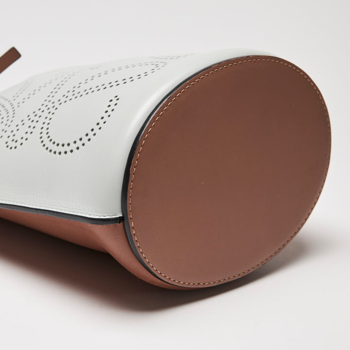 Loewe Grey & Brown Calfskin Leather Gate Anagram Perforated Bucket Bag
