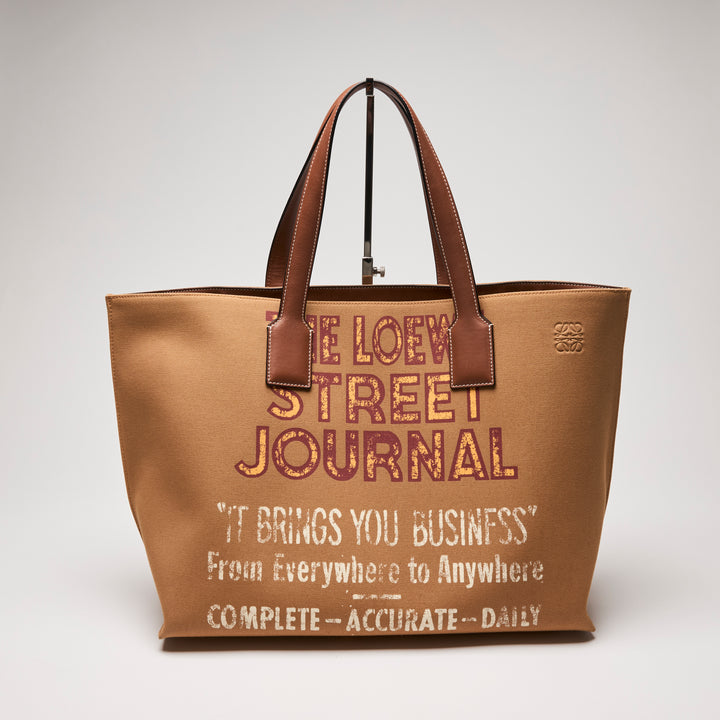 Loewe Tan Canvas & Leather Street Journal T Shopper Tote Bag