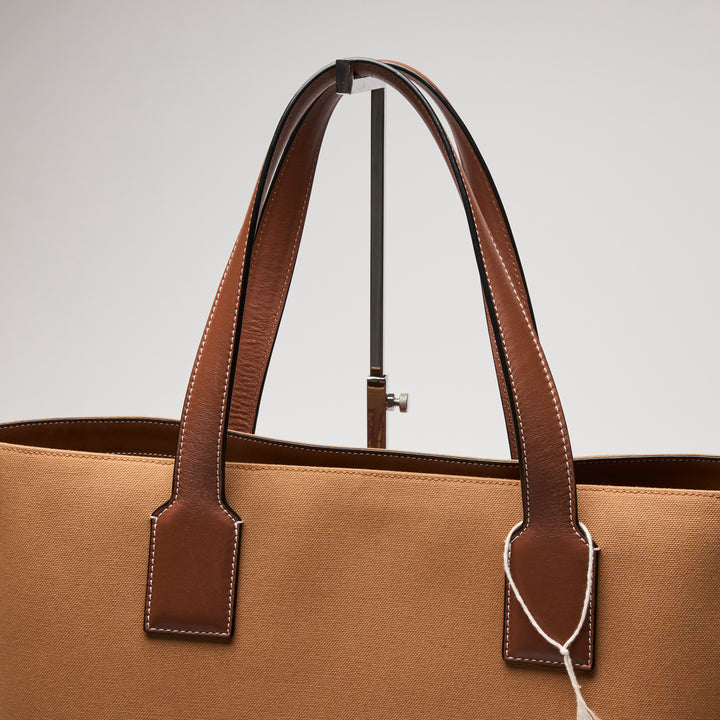 Loewe Tan Canvas & Leather Street Journal T Shopper Tote Bag