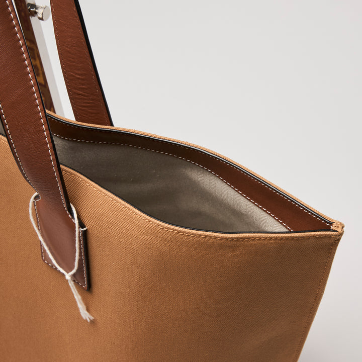 Loewe Tan Canvas & Leather Street Journal T Shopper Tote Bag