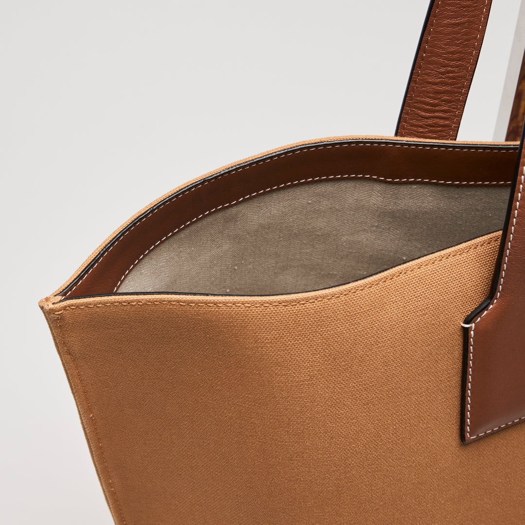 Loewe Tan Canvas & Leather Street Journal T Shopper Tote Bag